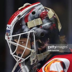 NOVOSIBIRSK, RUSSIA  OCTOBER 29, 2019: Avtomobilist Yekaterinburg goaltender Leonid Fomin in their 2019/2020 KHL Regular Season ice hockey match against Sibir Novosibirsk at the Sibir Ice Sports Palace. Kirill Kukhmar/TASS (Photo by Kirill KukhmarTASS via Getty Images)