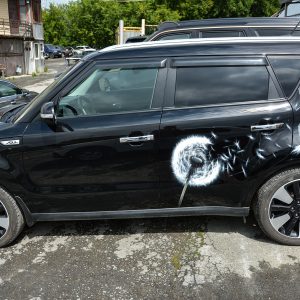 аэрография одуванчик на черном авто